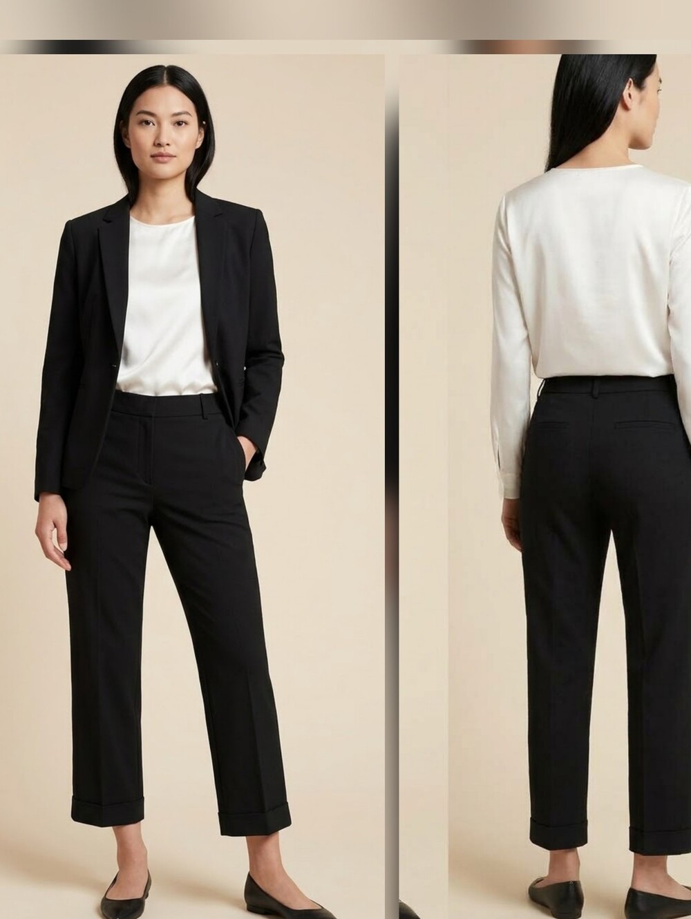 Counterparts Black Cropped Tailored Pants Cuffed Ankle Trousers Size 10